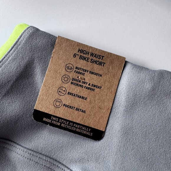 Victoria's Secret PINK High Waisted 6" Bike Shorts New With Tags Gray and Neon - Picture 10 of 10